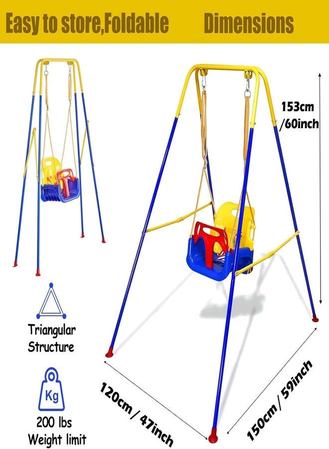 MAPPLE CREATION 3-in-1 Kid Swing with 4 Sandbags, Heavy-Duty Swing Set for Toddler with Safety Harness, Baby Swing for Indoor/Outdoor Play, Folding Metal Stand & Clear Instruction - Image 3